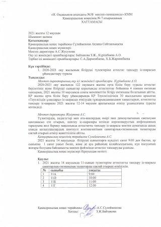2021 жылғы 12 маусымдағы қамқоршылық кеңес отырысының  №7 хаттамасы